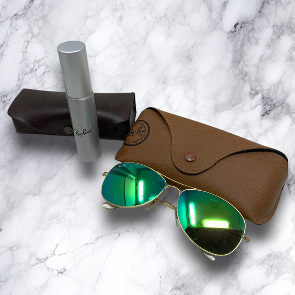 Ray-Ban Cockpit Aviator 112/19 Green Mirror 60mm Sunglasses + Case Cleaning Kit main image 7